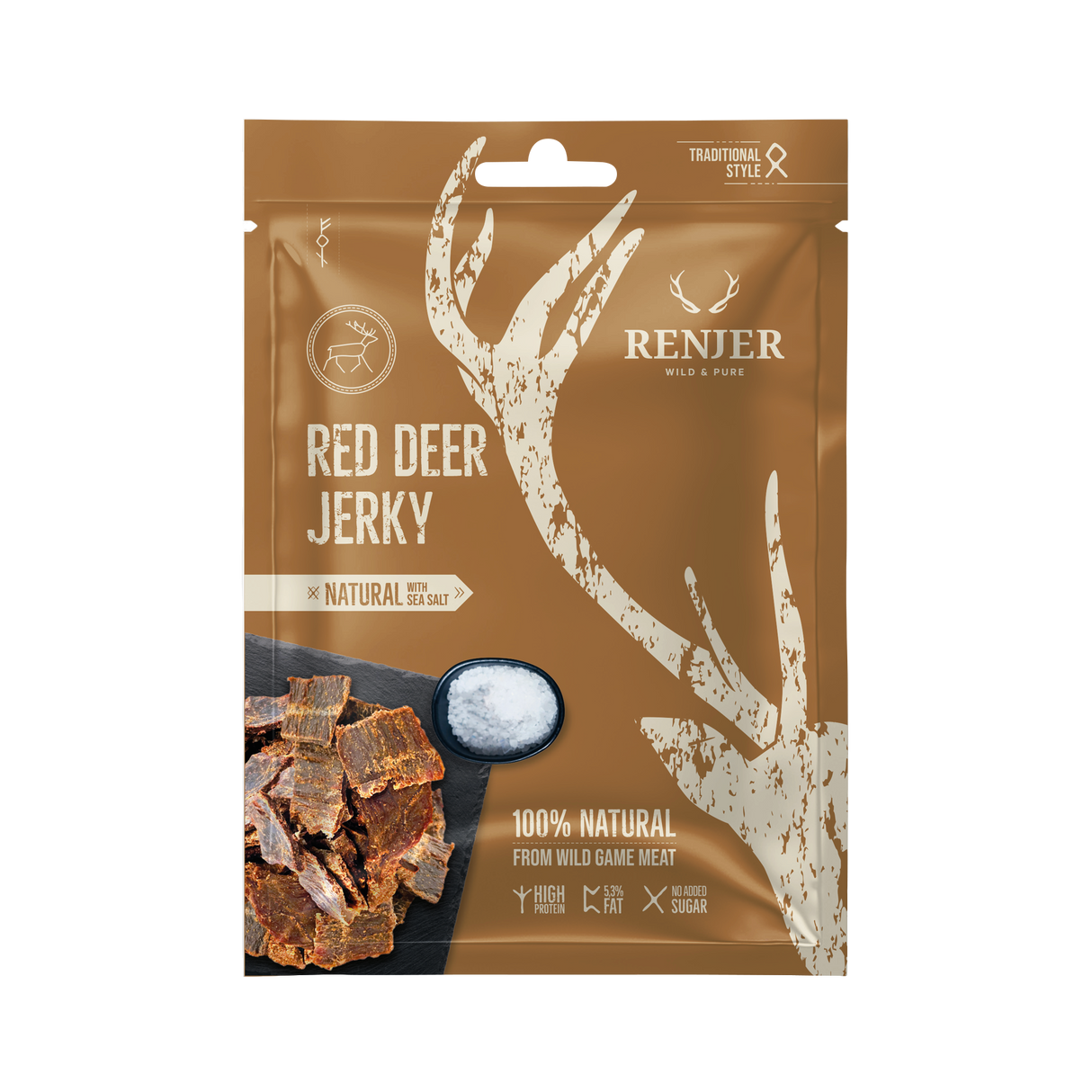 Renjer Hjort Jerky med Sjøsalt 25g