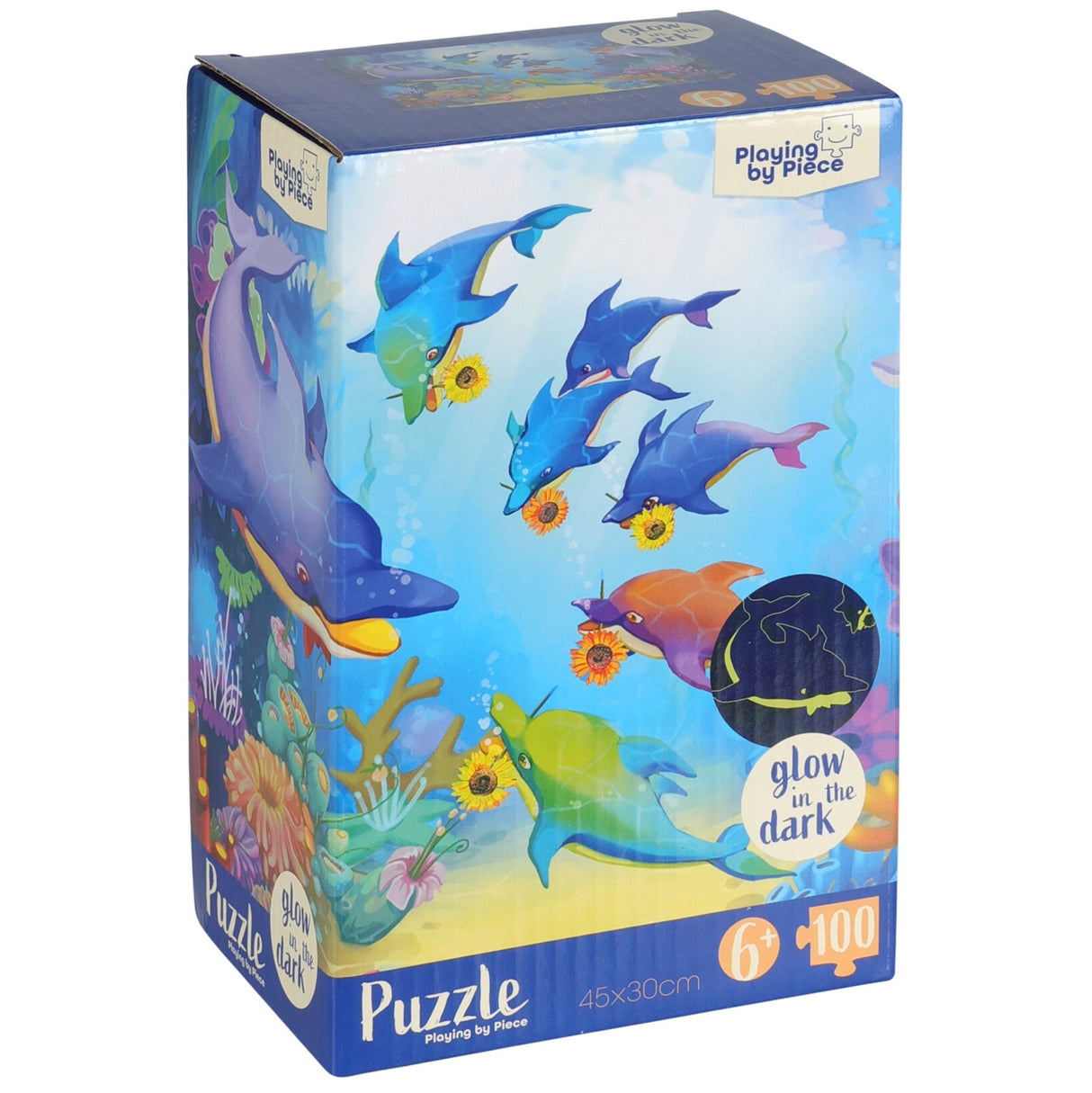 Puslespill Sjødyr 100 Brikker | Selvlysende Effekt | 2 Motiver