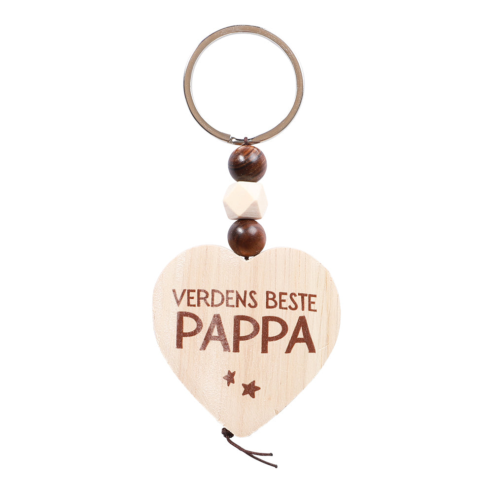 Nøkkelring med trehjerte | Verdens beste mamma, pappa m.fl.