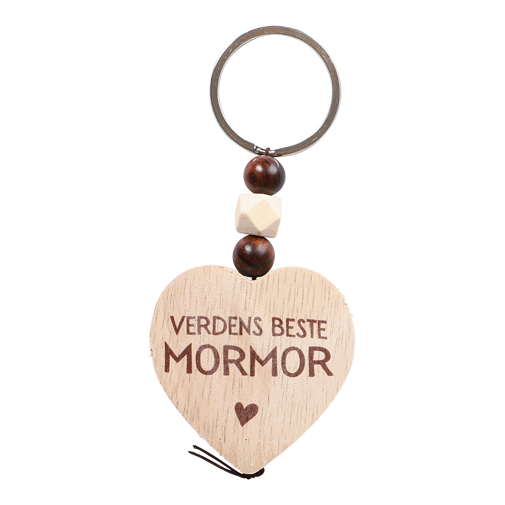 Nøkkelring med trehjerte | Verdens beste mamma, pappa m.fl.
