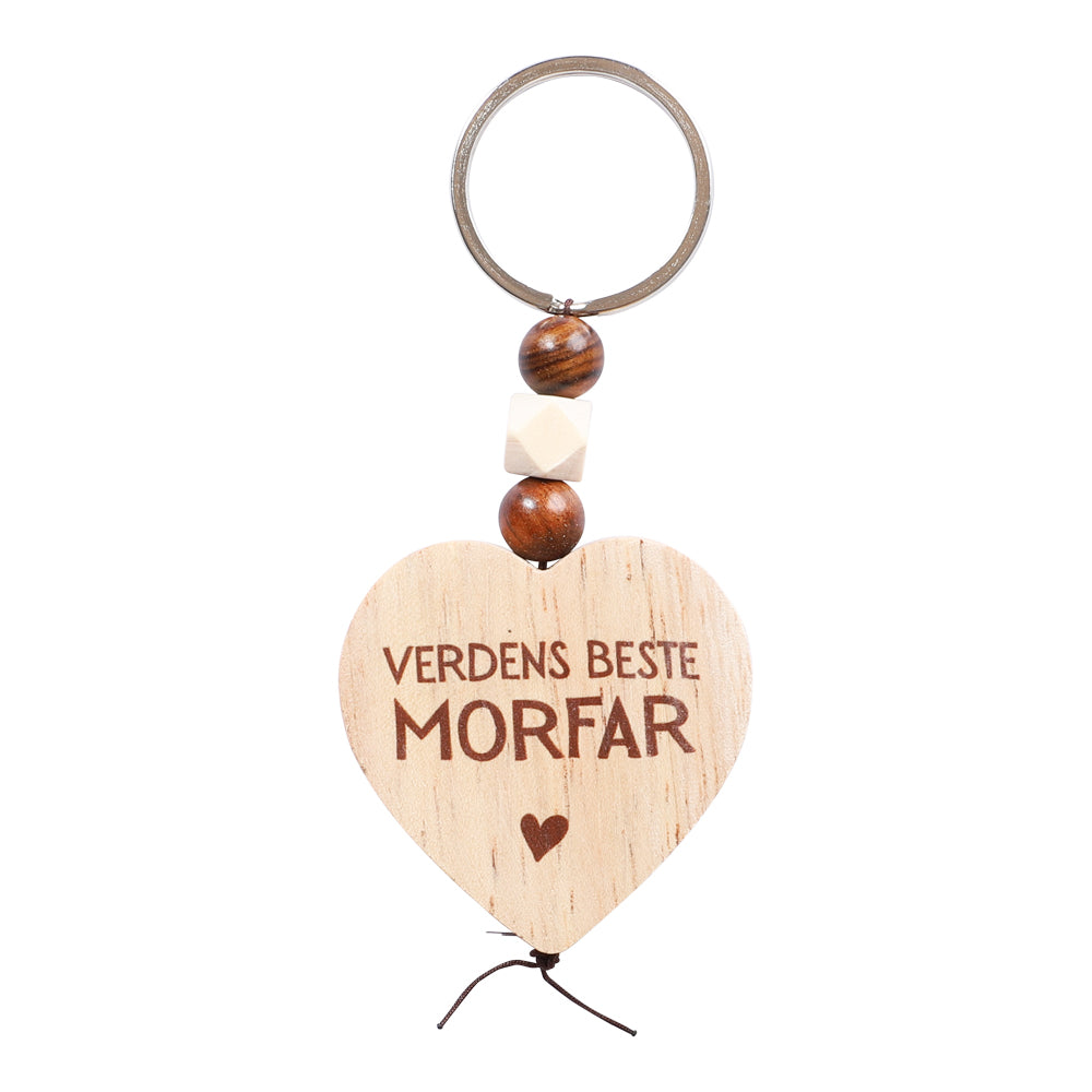 Nøkkelring med trehjerte | Verdens beste mamma, pappa m.fl.