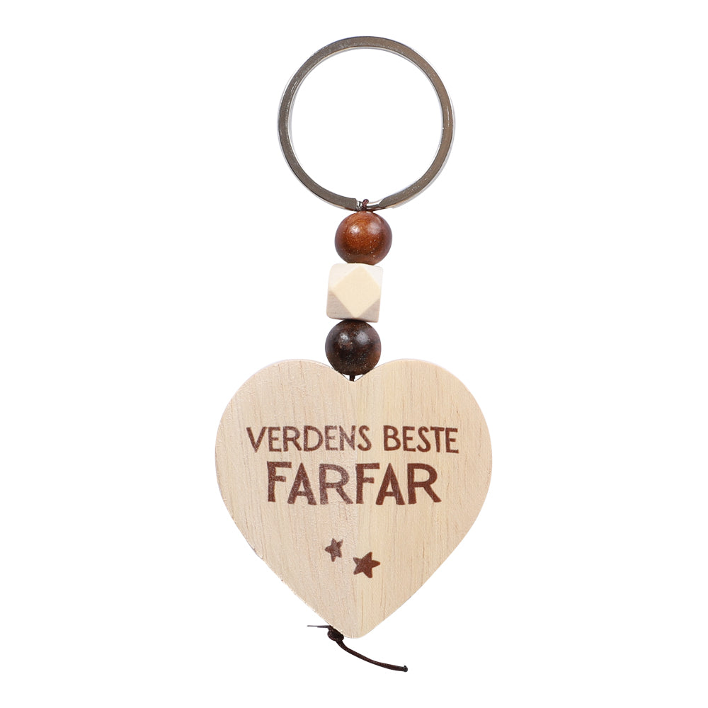 Nøkkelring med trehjerte | Verdens beste mamma, pappa m.fl.