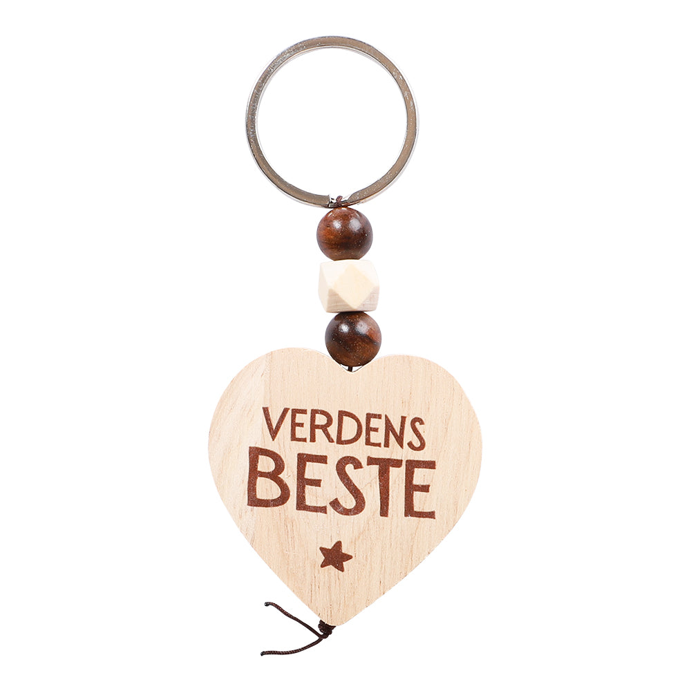 Nøkkelring med trehjerte | Elsker deg / Verdens Beste