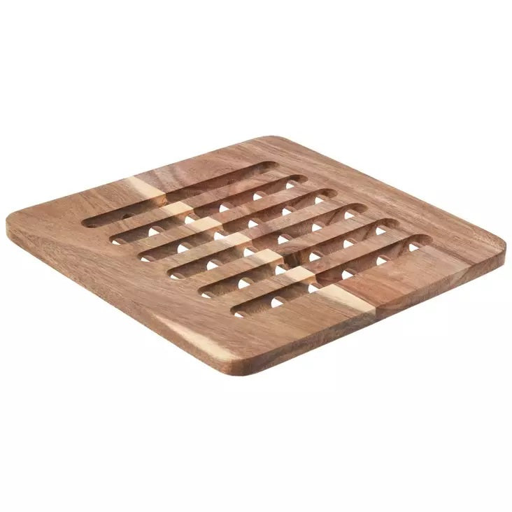 Gryteunderlag i akasietre | Rund eller firkantet | Naturlig og slitesterkt