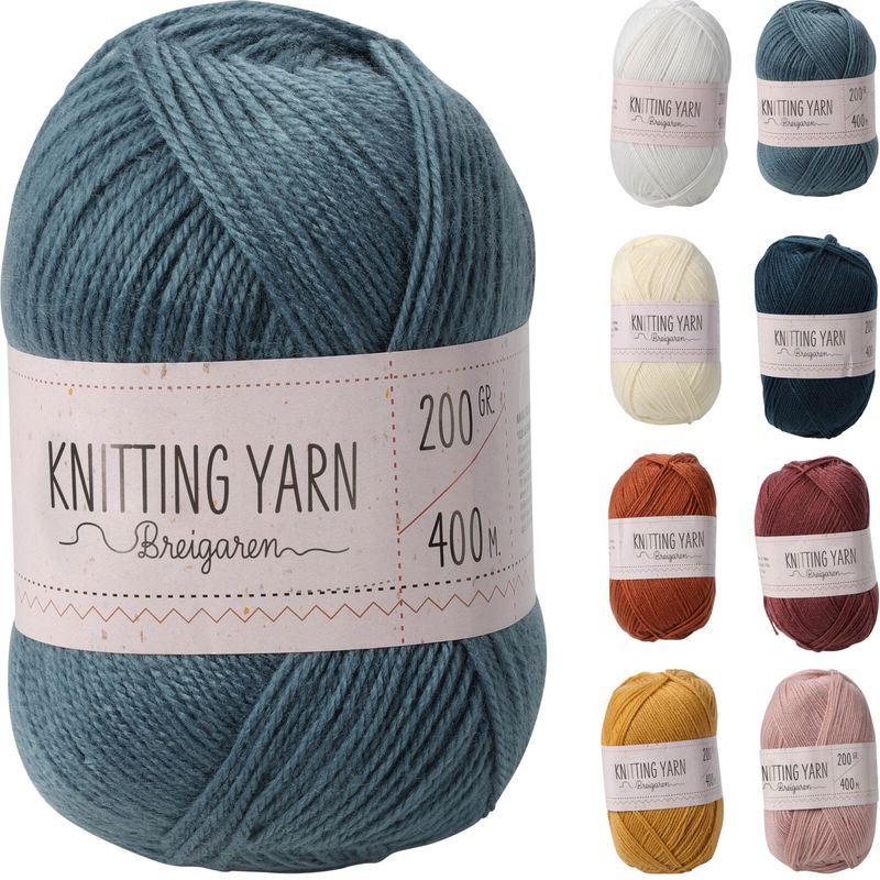 Akrylgarn 200g 400m | 100 % akryl | Flere farger