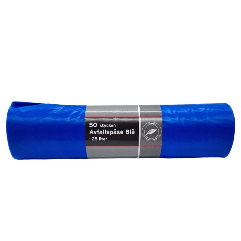 Avfallsposer Med Håndtak 25L 50pk Blå/Grønn/Rød
