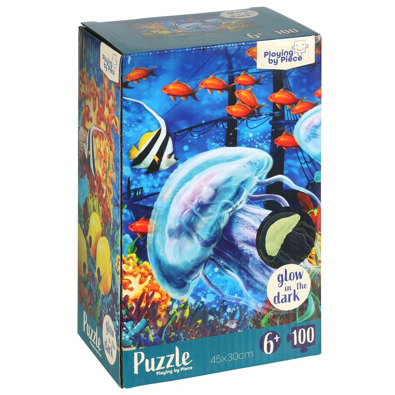 Puslespill Sjødyr 100 Brikker | Selvlysende Effekt | 2 Motiver