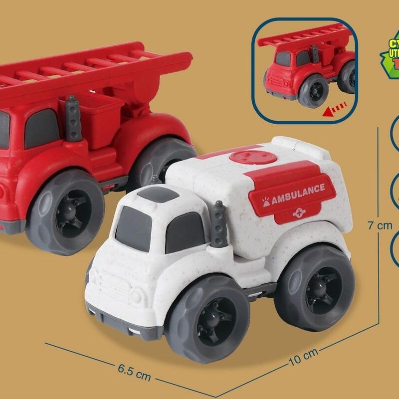 Emergency vehicle bioplastic 2pk 10cm