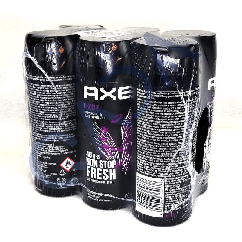 Axe Excite Spray 150ml 6pk Storpakk