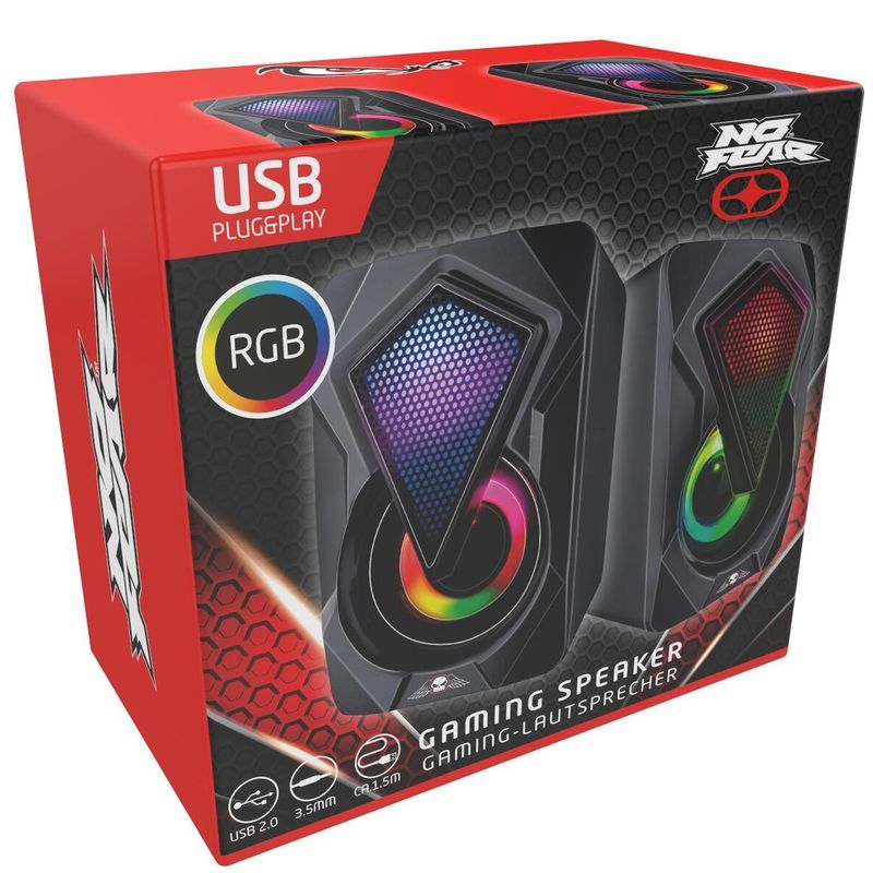 Gaminghøyttalere med RGB lys | No Fear kompakte PC - høyttalere