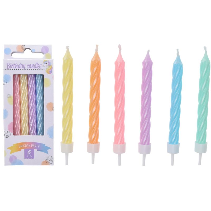 Kakelys Vridde 6pk Enhjørning Fargemiks