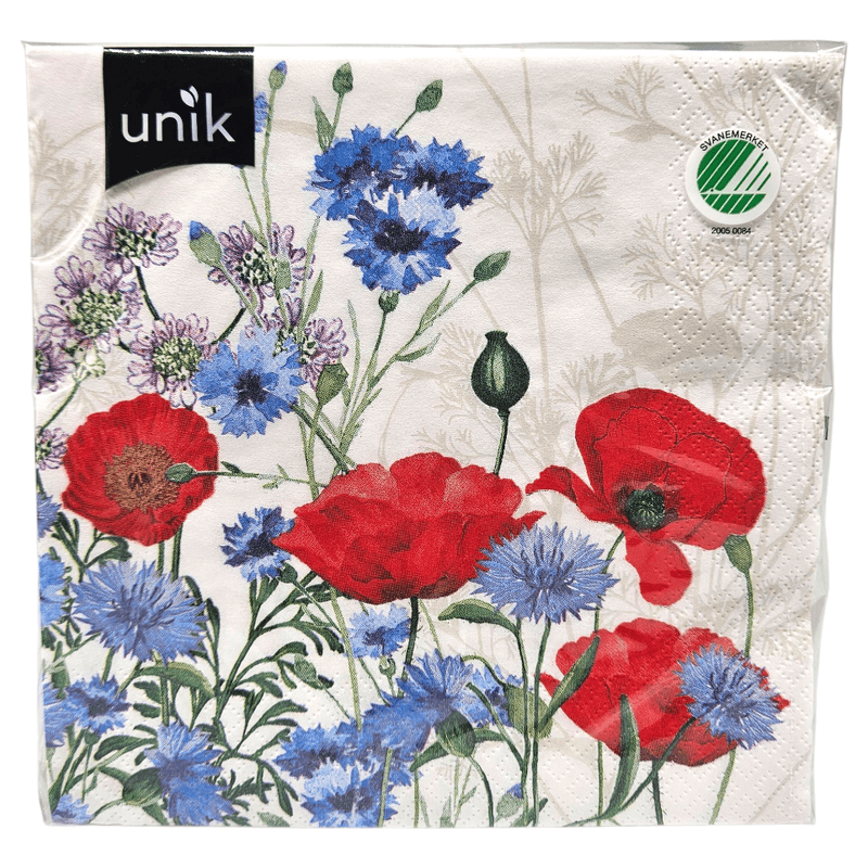 Servietter 17.mai blomster 20pk 3 - lags | 33x33cm | Unik