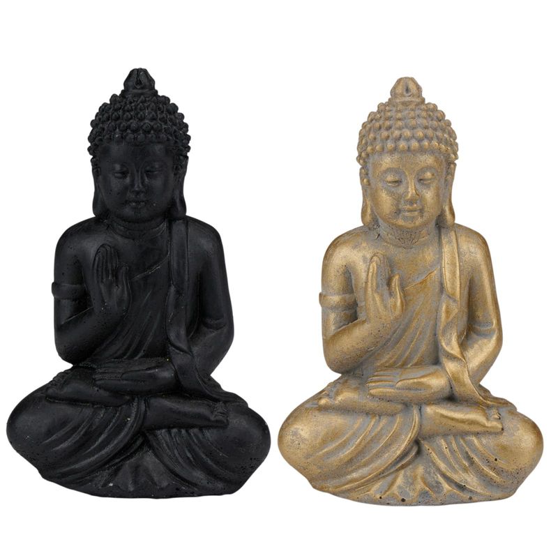 Buddha statue 7x4x11cm | Articasa dekorfigur | Sort eller gull