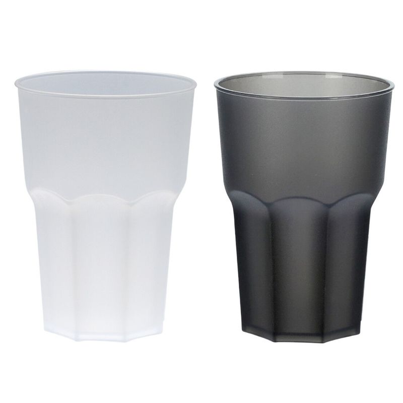 Plastglass 480ml hvit/sort/blå