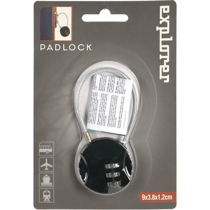 3 - Sifret Kodelås med Wire | Sikring for Bagasje & Skap | Explore