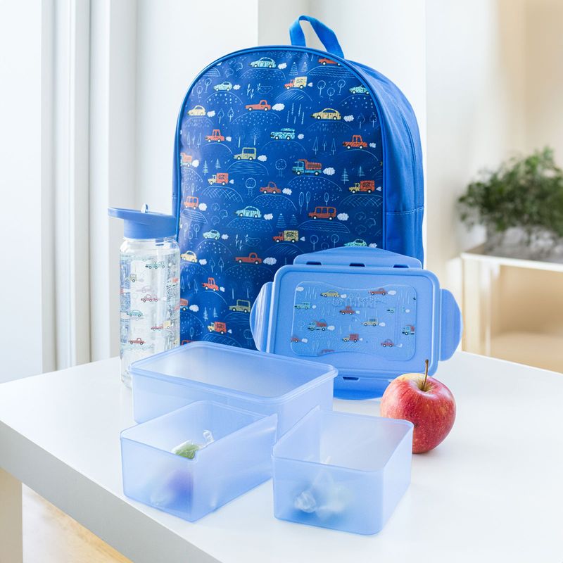 Sekk | Matboks | Flaske Blå Med Biler