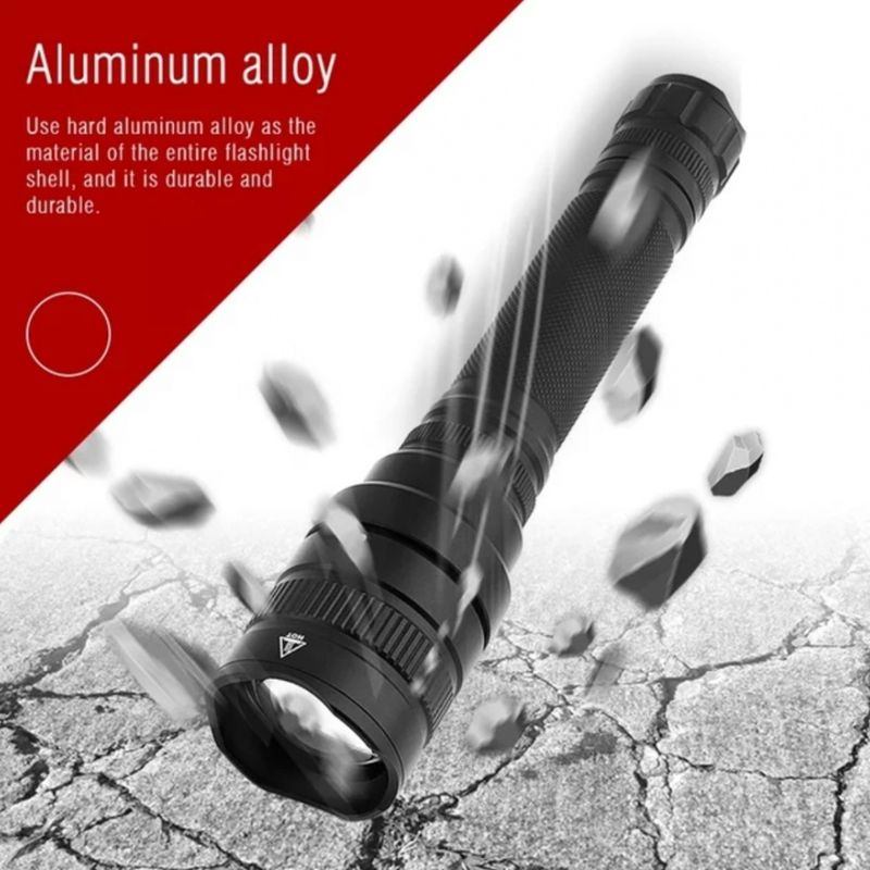 Kraftig Lommelykt 1800lm med batteri og lader