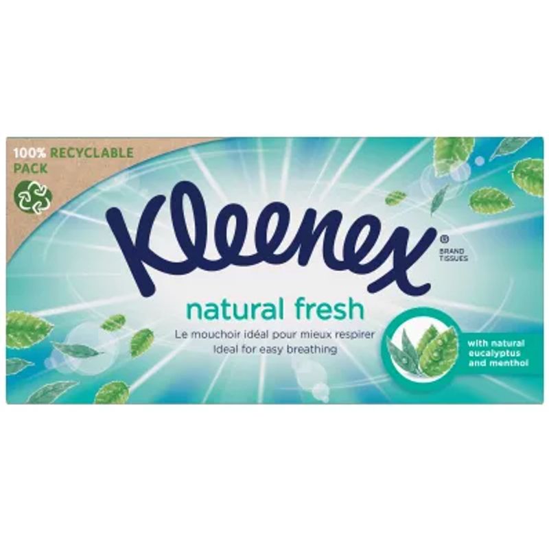 Kleenex Papirlommetørkle Natural Fresh 64stk | Bordpakning
