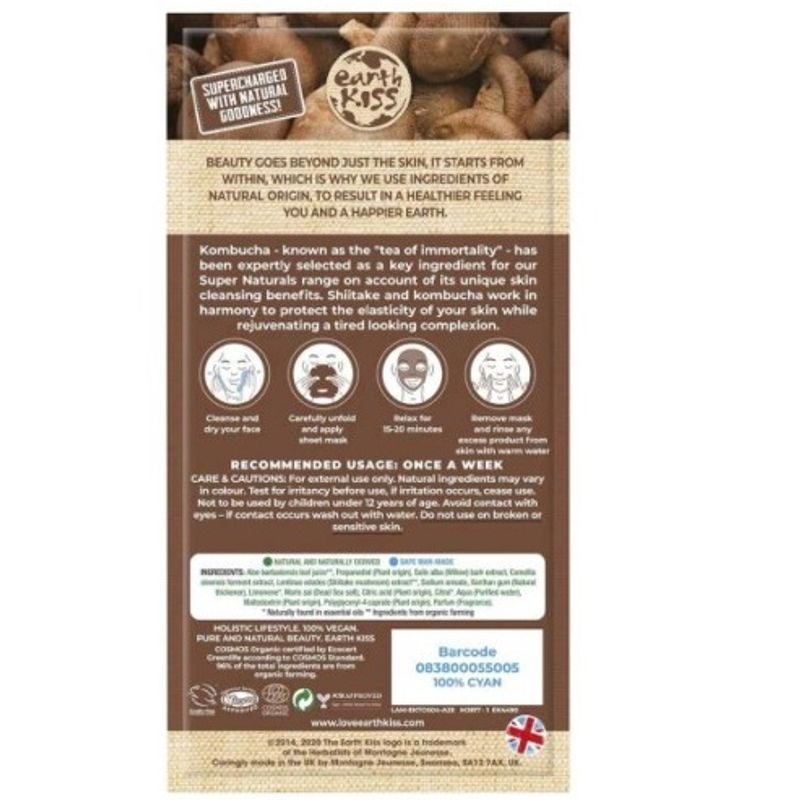 Earth Kiss Purifying Sheet Mask Kombucha & Shiitake