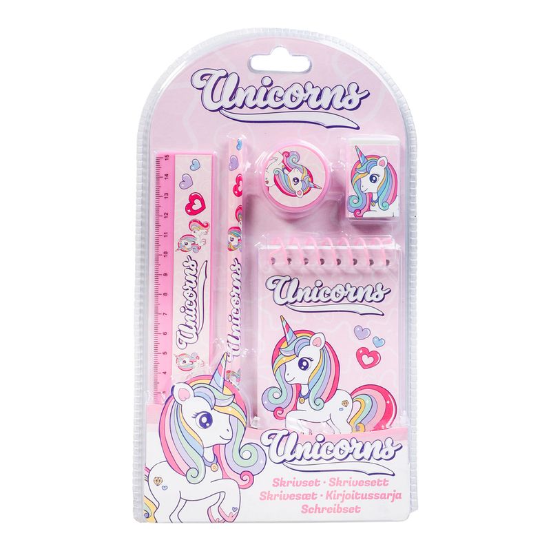 Skrivesett med enhjørning motiv