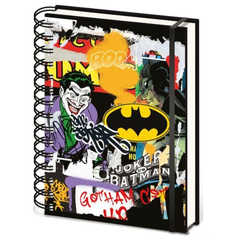 Batman notatbok A5 | Spiralinnbundet skrivebok med elastisk bånd