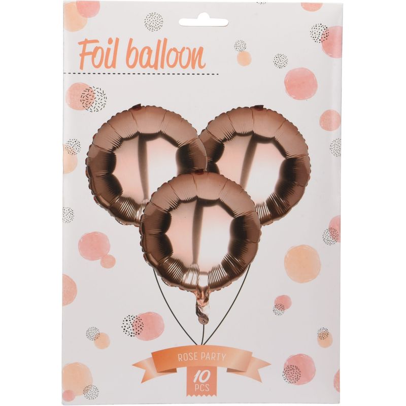 10stk Runde Folieballonger Rosegull | 46cm