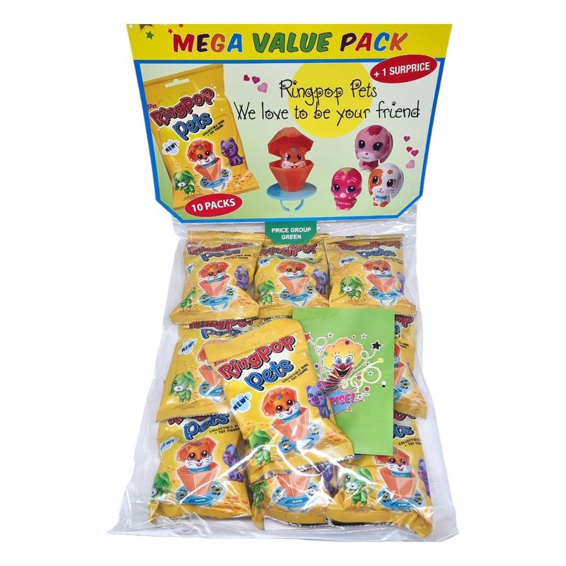 10pk Ring Pop Pets (Storpakk)