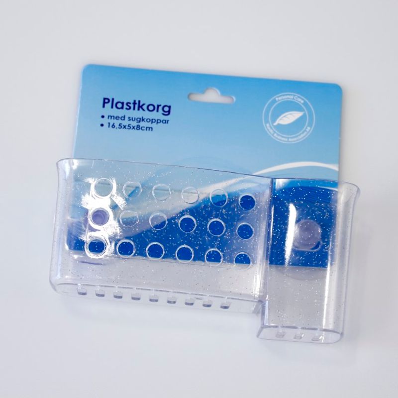 Plastkurv med sugekopper For Dusj | To rom | 16,5x5x8cm