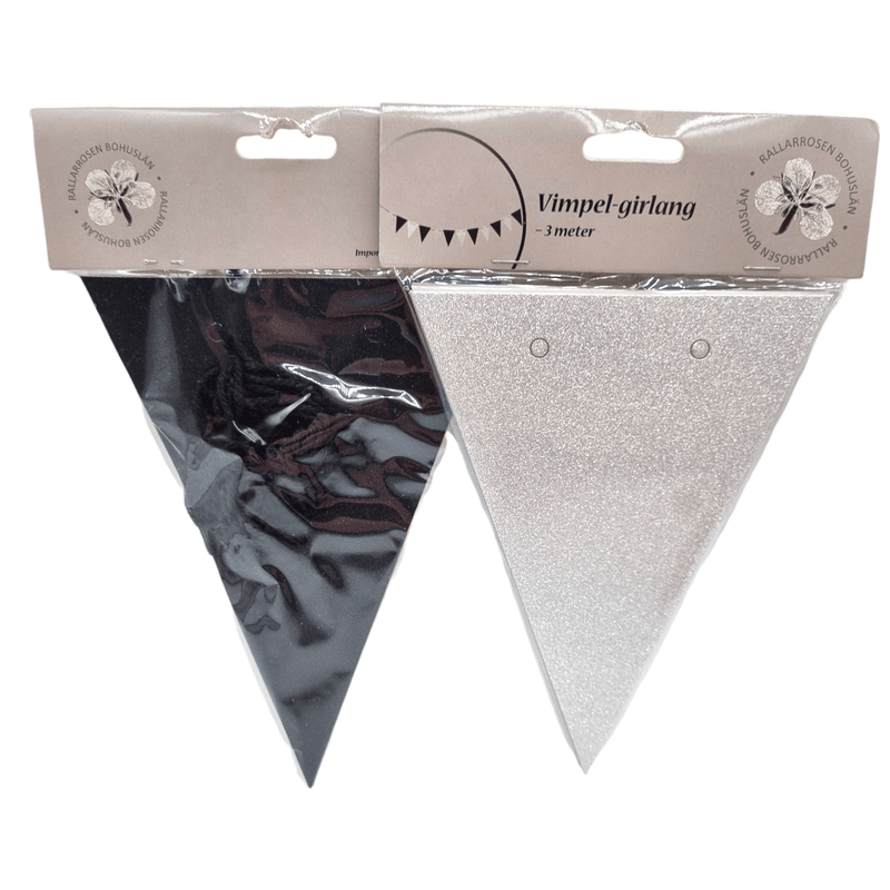 Partyvimpler 3m 12stk | Sort & Sølv Glitter