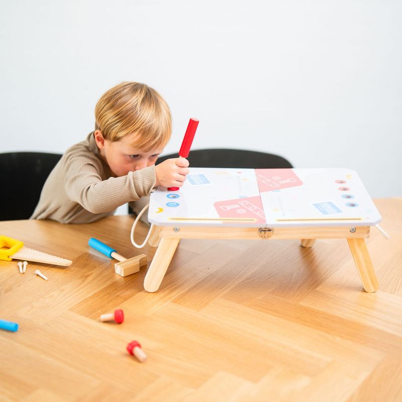 Wooden tool table with 15 parts | Perfect for little craftsmen
