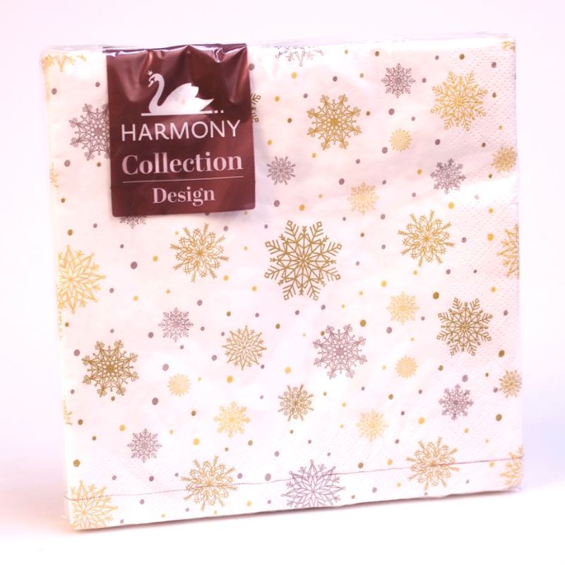 Servietter Gull & Sølv Snøflak 20pk 3 - lags | 33x33cm |