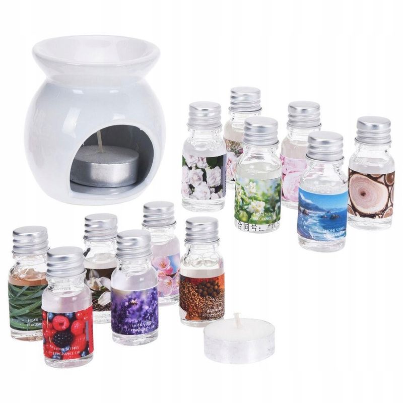 Aroma Gavesett 15deler | 12 eteriske oljer og keramisk duftlykt