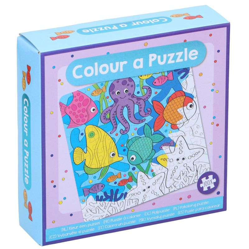 Puslespill Fargelegging Under vann 100 Brikker | 18x18cm Mini