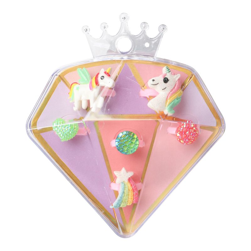 Ringsett med enhjørninger | 6 ringer i gaveboks