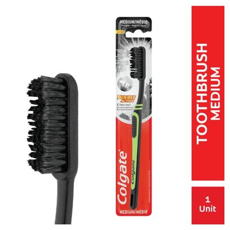 Colgate Double Action Charcoal Tannbørste Medium 1stk