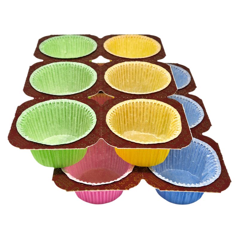 Muffinsformer fargemiks 12pk | Med dekorativ kant