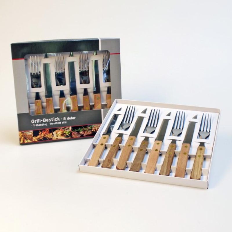 Biffbestikk 8 deler | Trehåndtak