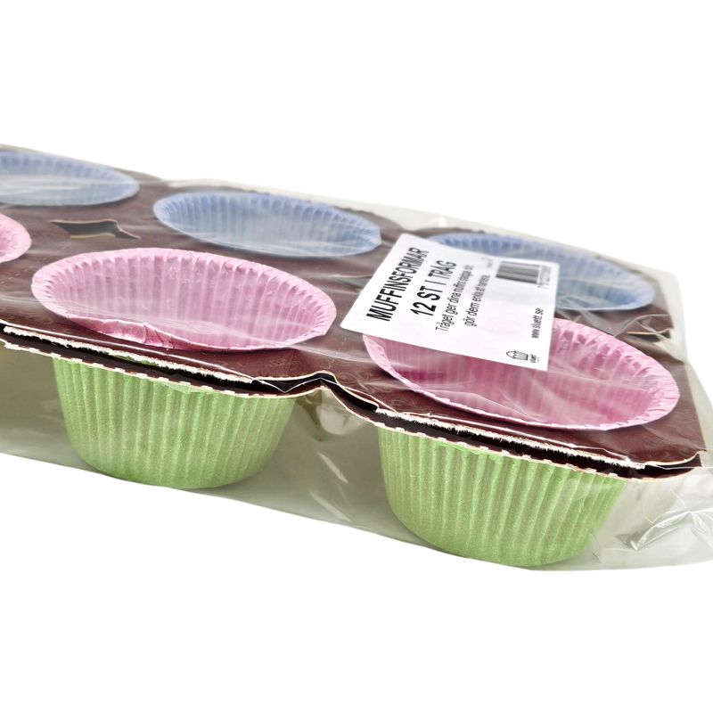 Muffinsformer fargemiks 12pk | Med dekorativ kant
