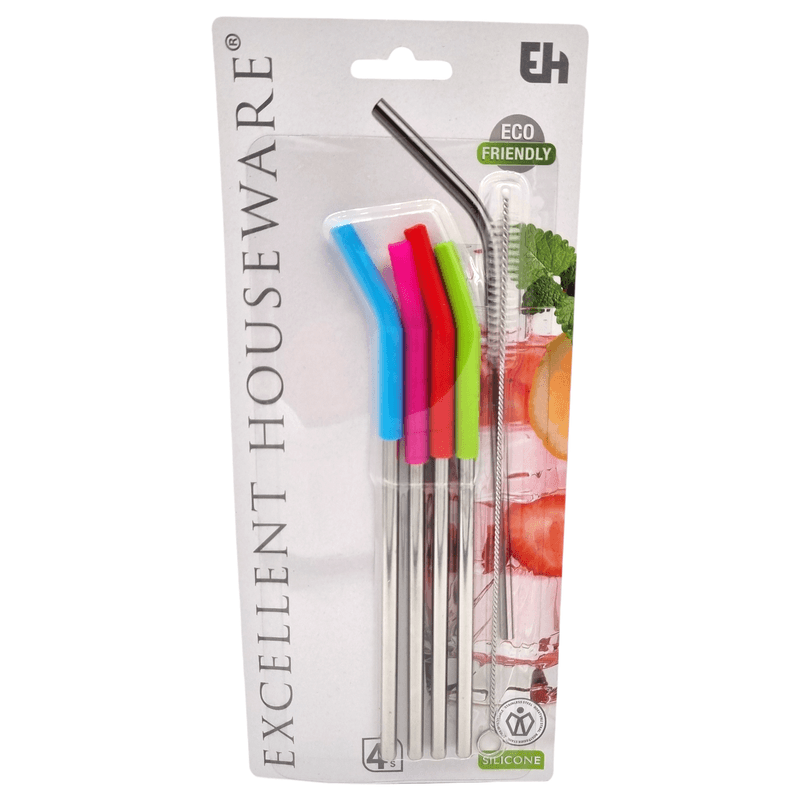 Metal Straws With Silicone Tip 4pk