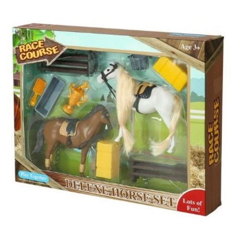 Hestegårdssett 8 deler | Mumuru lekesett | Realistiske hester