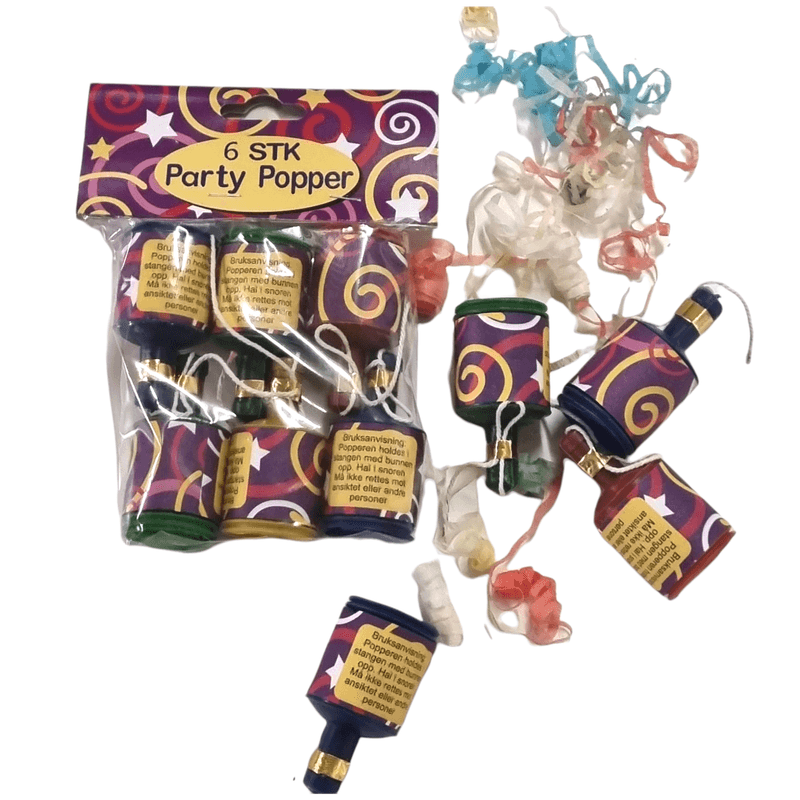 Party poppers 6pk | Perfect for parties and celebrations