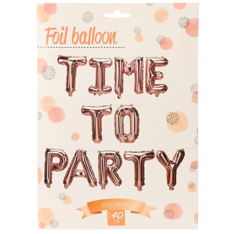 Folieballonger Time To Party Rosegull 40cm