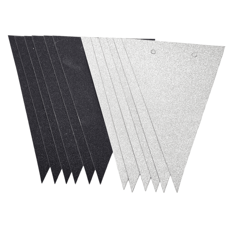 Partyvimpler 3m 12stk | Sort & Sølv Glitter