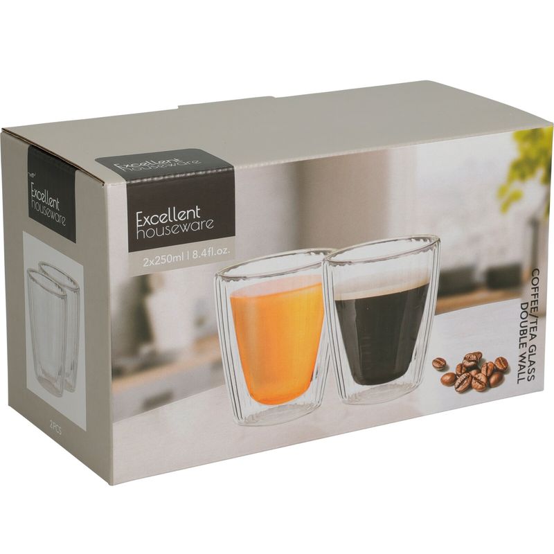 Dobbeltveggede drikkeglass 2pk 250ml | Isolerende glass | Elegante