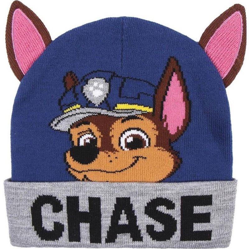 Paw Patrol Chase lue med ører | Myk og varm barnelue | Lisensiert
