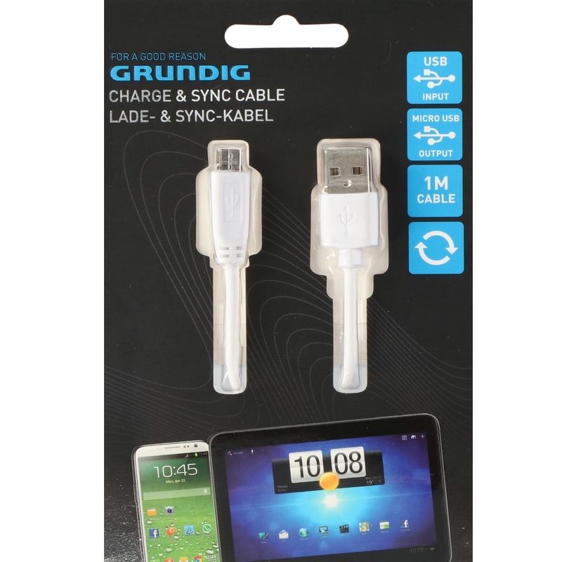 Grundig Micro USB Ladekabel 1m | Hvit