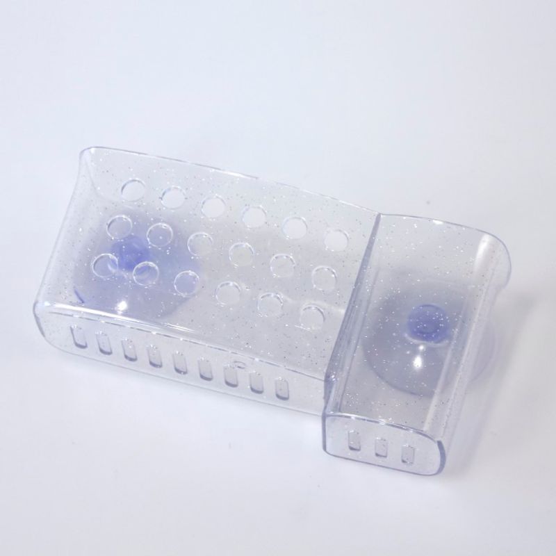 Plastkurv med sugekopper For Dusj | To rom | 16,5x5x8cm