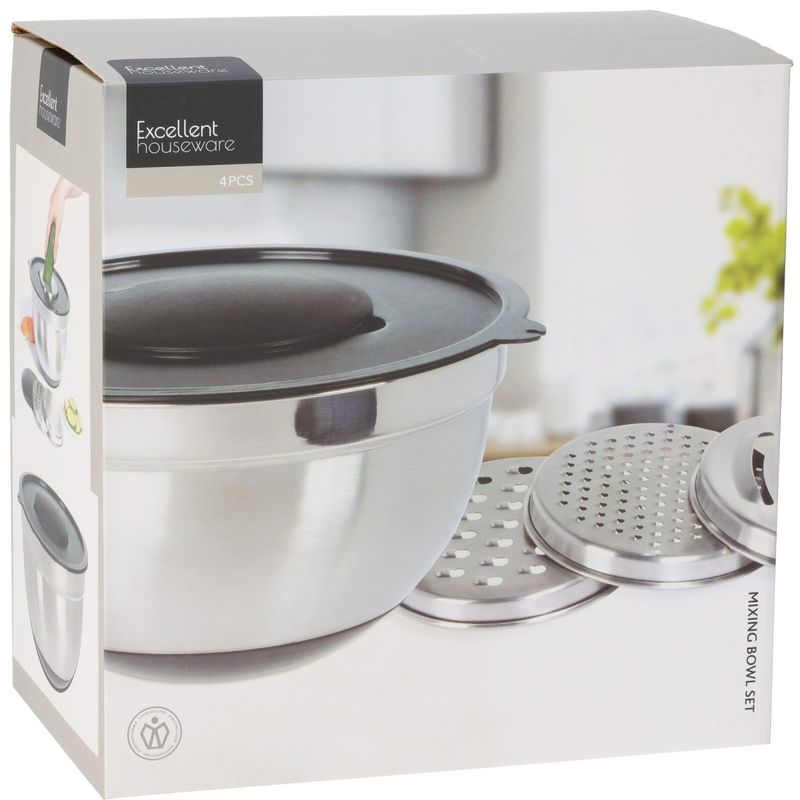 Miksebolle med Rivjern | Excellent Houseware | Rustfritt Stål 25cm