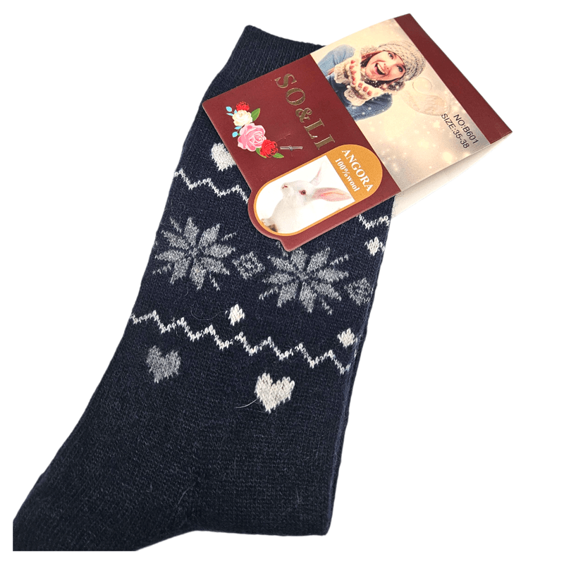 Angora Ullsokk Dame 3par 35 - 42 | Angoraull med vintermotiv