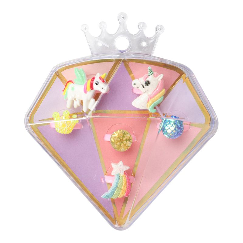 Ringsett med enhjørninger | 6 ringer i gaveboks